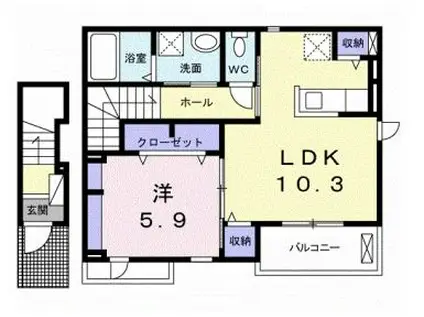 スカイガーデン(1LDK/2階)の間取り写真