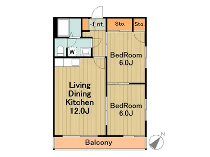 ハイツ中山(2LDK/3階)の間取り写真