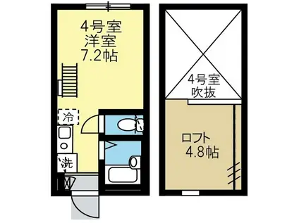 グランディオ横浜新子安(ワンルーム/2階)の間取り写真