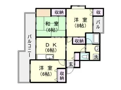 ファミーユ清和(3DK/2階)の間取り写真