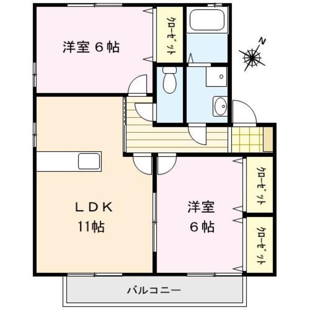 ラヴィーンコート(2LDK/2階)の間取り写真