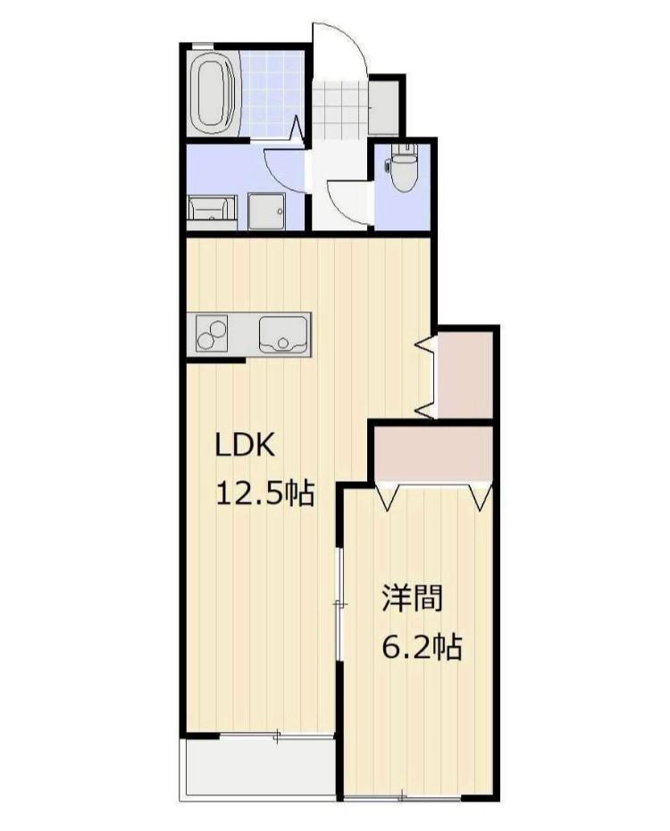 JR山陽本線 倉敷駅 徒歩14分 2階建 築1年(1LDK/1階)の間取り写真