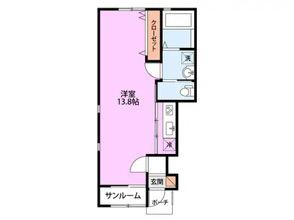 スマルティ 1号棟(ワンルーム/1階)の間取り写真
