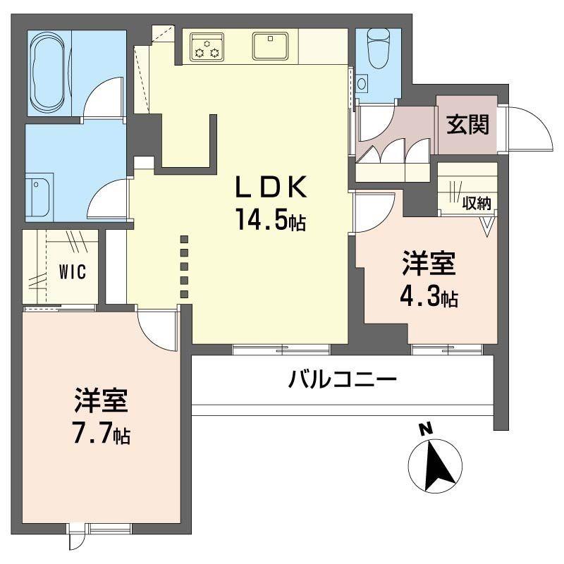 カーサレジオ戸塚(2LDK/2階)の間取り写真