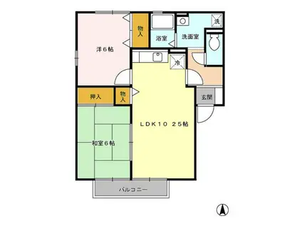プリムローズDEF(2LDK/1階)の間取り写真
