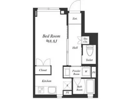 グランディオ経堂X(ワンルーム/1階)の間取り写真