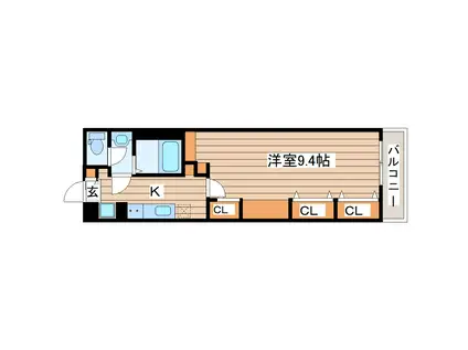 SANA長町南(1K/3階)の間取り写真