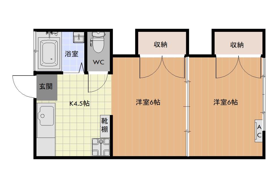 さつきハイツ(2K/2階)の間取り写真