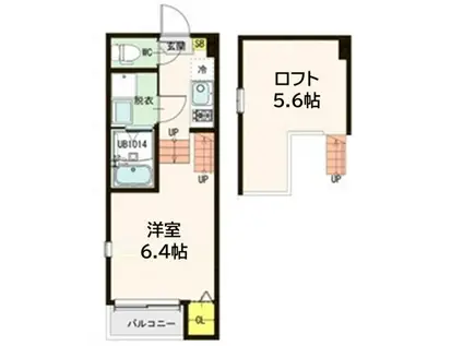 宮城野ヒルズバル(1K/1階)の間取り写真