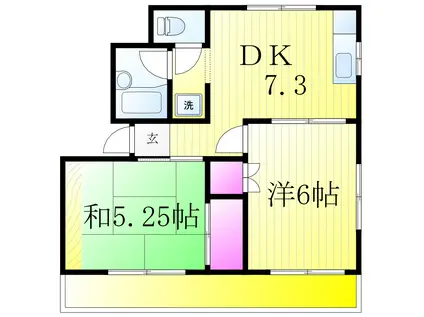 ハイツヤナギ(2DK/2階)の間取り写真