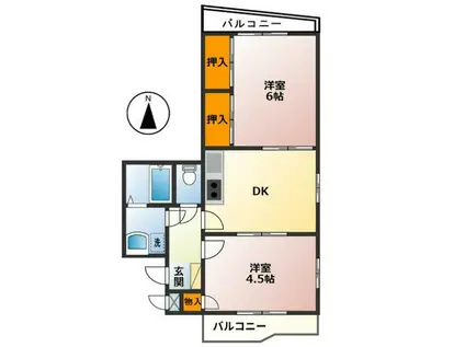 プレゼントM(2DK/4階)の間取り写真