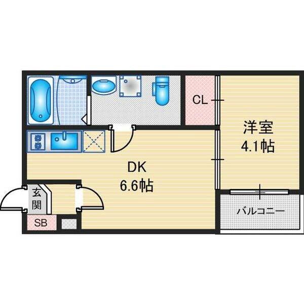 ハーモニーテラス高道町III(1DK/1階)の間取り写真