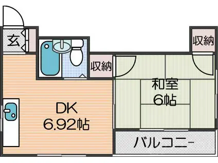 ファミリーハイツ(1DK/4階)の間取り写真