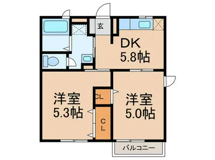 ヴェルディ和田(2DK/1階)の間取り写真