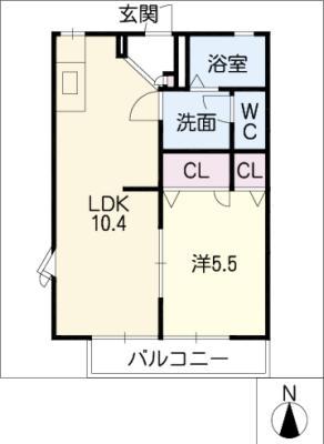 フレグランスかおりB(2DK/2階)の間取り写真