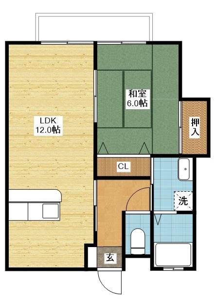 ソレイユ(1LDK/2階)の間取り写真