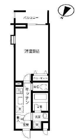プライムアーバン中目黒(1K/2階)の間取り写真