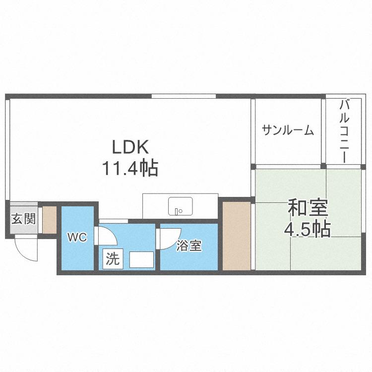 山の手U-ハウス(1SLDK/2階)の間取り写真
