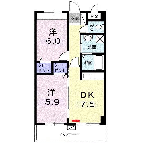 サンリットスクエア(2DK/6階)の間取り写真