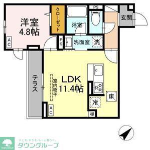 ジェルベーラ東柏ヶ谷(1LDK/2階)の間取り写真