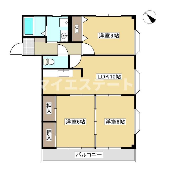 サン・ワインズマンション(3LDK/2階)の間取り写真