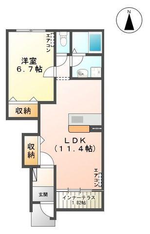ヴァン ヴェール III S(1LDK/1階)の間取り写真