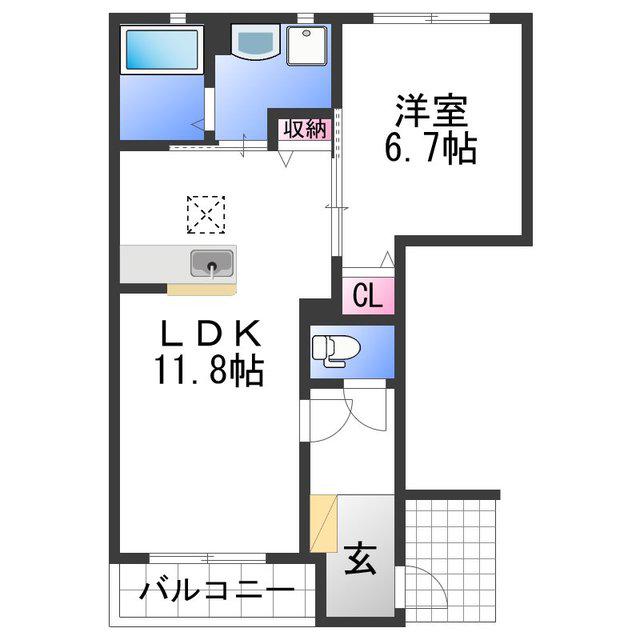 シャーメゾンLEAVES(1LDK/1階)の間取り写真