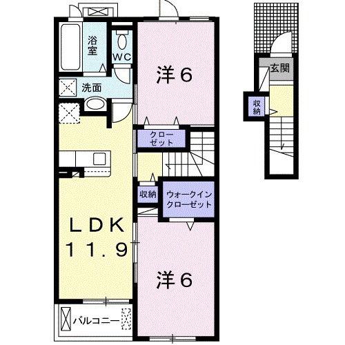 リンドール(2LDK/2階)の間取り写真