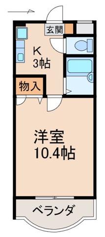 クレスト中津(1K/2階)の間取り写真