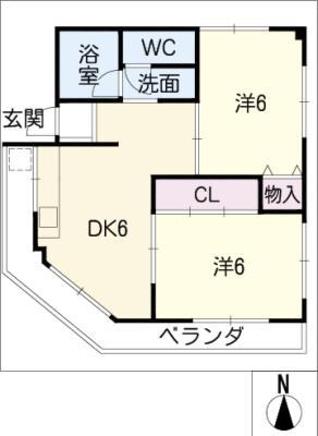 鳥たつビル(2DK/2階)の間取り写真