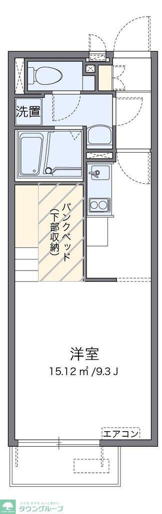 レオネクストグランツール(ワンルーム/1階)の間取り写真
