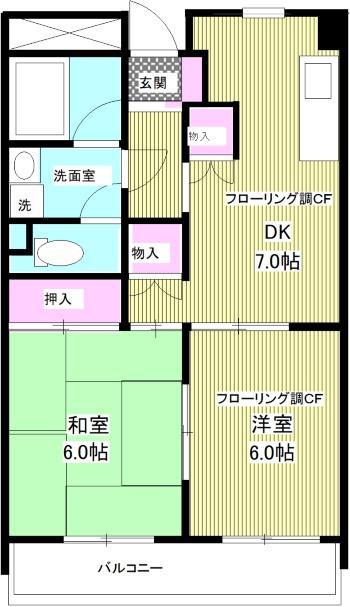 メゾンドアイ弐番館(2DK/3階)の間取り写真