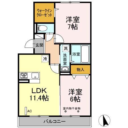 サロン・ド・RIKU(2LDK/2階)の間取り写真