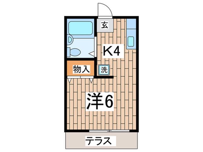 ハイツ大竹(ワンルーム/1階)の間取り写真