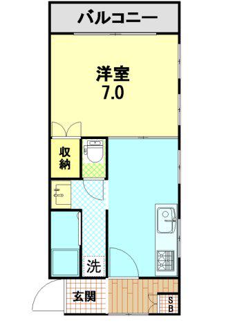 クイーンマンション(1DK/1階)の間取り写真