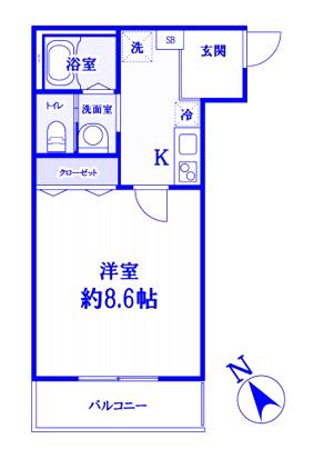 キャメル大宮西(1K/2階)の間取り写真