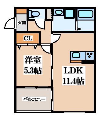 アムール永和(1LDK/1階)の間取り写真