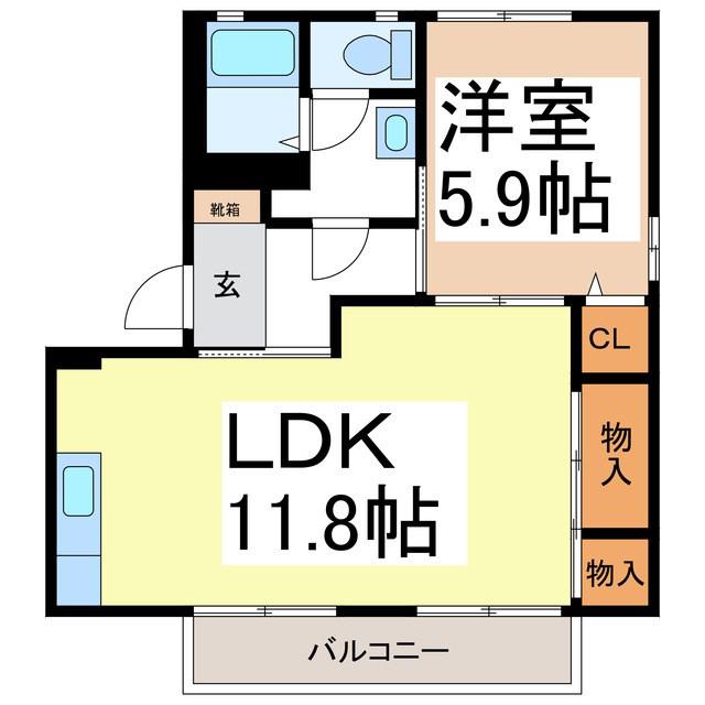 グリーンフォーレスト B(1LDK/1階)の間取り写真