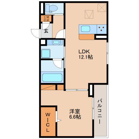 DCREST新川N(1LDK/1階)の間取り写真