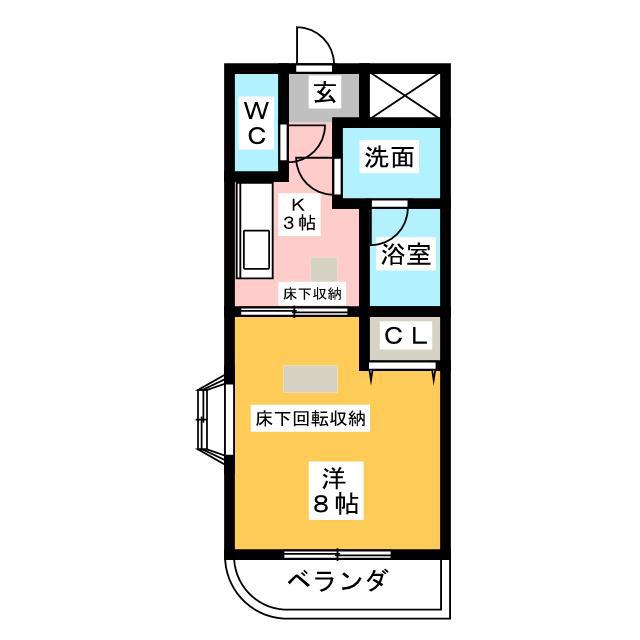 パレオ鳥居町(1K/4階)の間取り写真