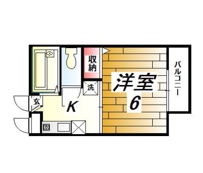 ボヌール・ヤマキ(1K/1階)の間取り写真