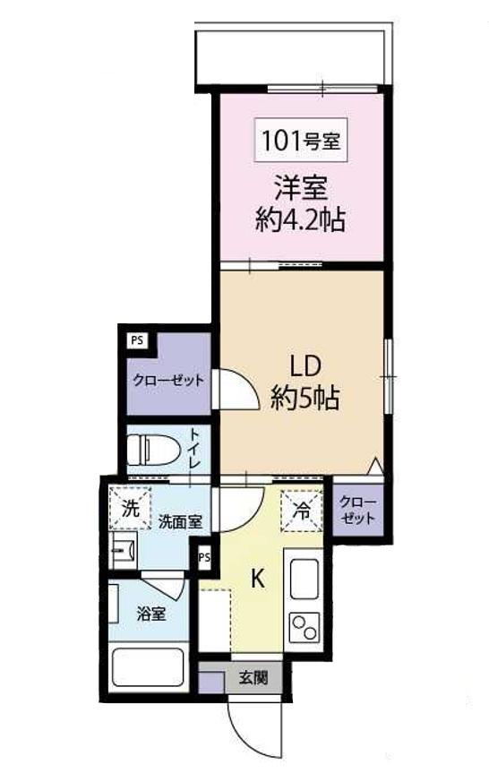 YS中野本町(1LDK/1階)の間取り写真