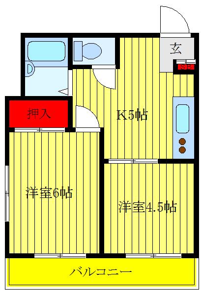 町屋パークサイド居串(2K/3階)の間取り写真