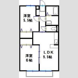 ピッケル加佐(2LDK/1階)の間取り写真