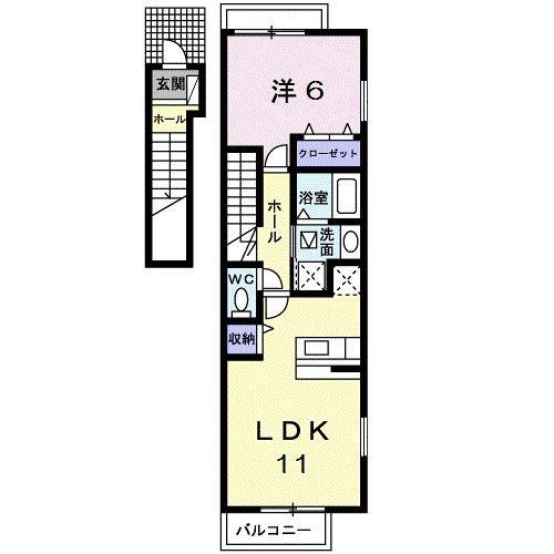 リードスクリーンVI(1LDK/2階)の間取り写真