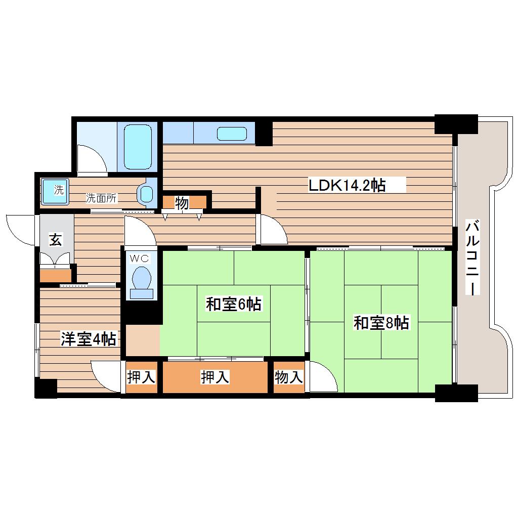 YSKコーポ幸町(3LDK/3階)の間取り写真