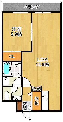 エトワール21(1LDK/4階)の間取り写真