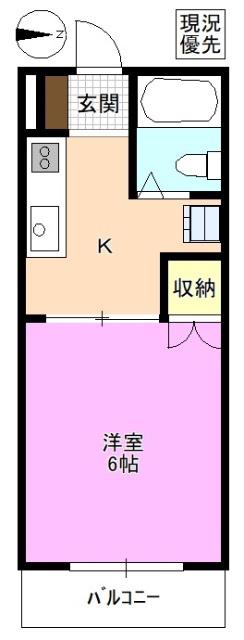 スカイコート旭(1K/3階)の間取り写真