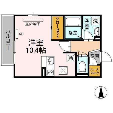 ウィット引野町(1K/2階)の間取り写真