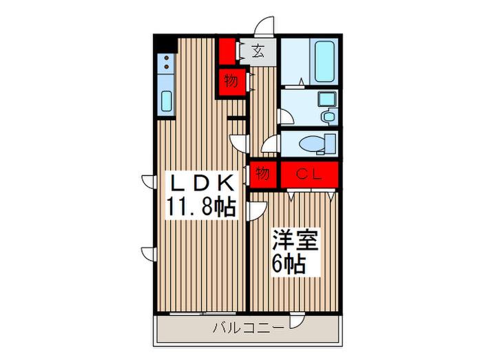 グラッド(1LDK/1階)の間取り写真